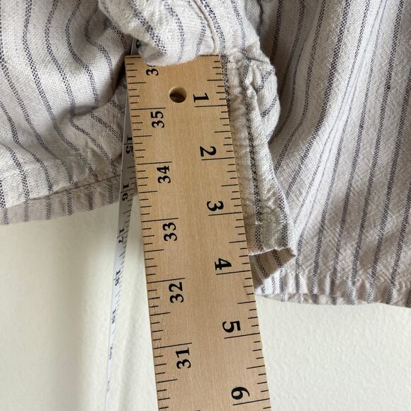 rag & bone Striped Shorts Size 30 Ivory Cream Linen Blend Paperbag High Waist - Picture 13 of 13